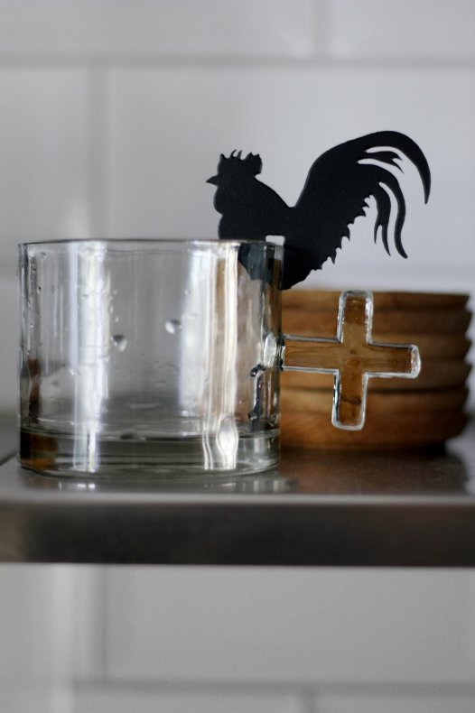 Decoration for mug/cup - Rooster - Black - 3