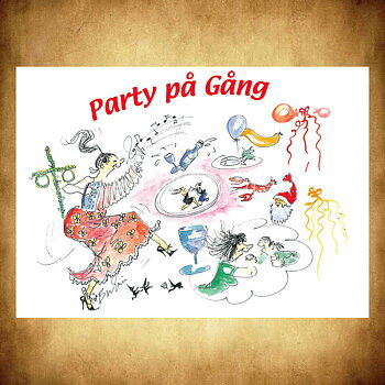 Party på Gång - Åretrunt - 1980-tal - Bror-Eric Bergqvist Texter - 18 av 18 Vykort A5