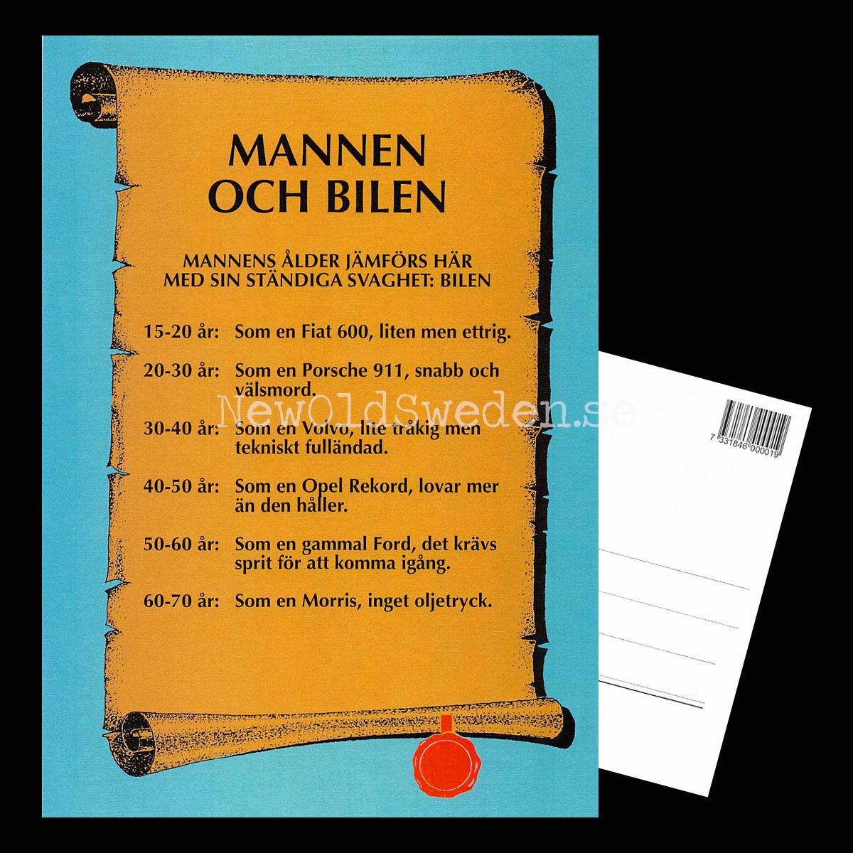 MANNEN OCH BILEN - 1980-tal - Bror-Eric Bergqvist Texter - 7 av 18 Vykort A5 - 3