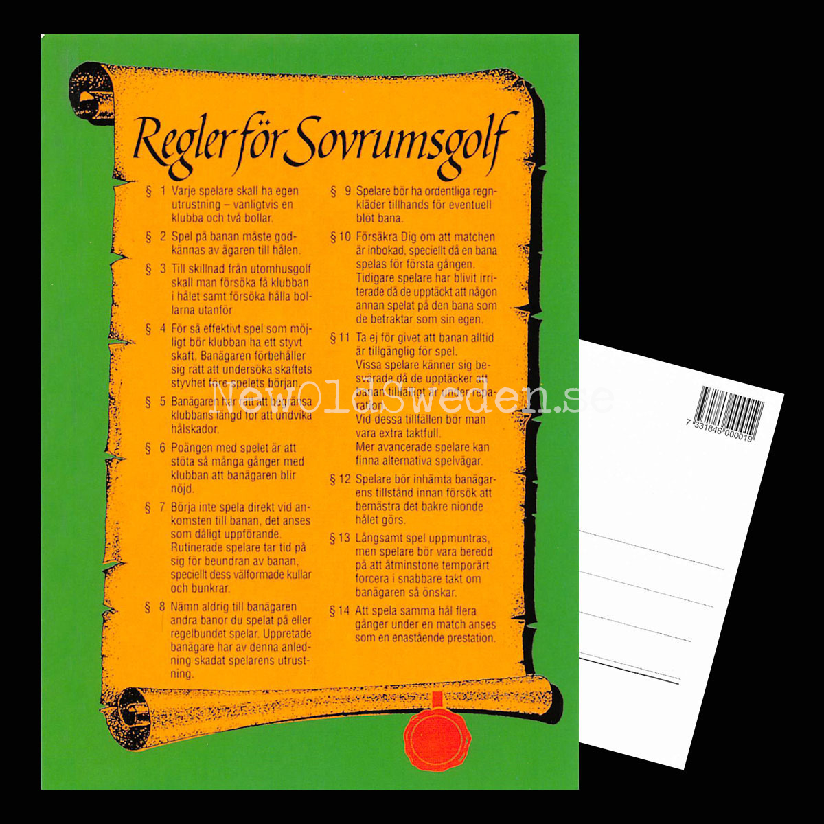 Regler för Sovrumsgolf - 1980-tal - Bror-Eric Bergqvist Texter - 5 av 18 Vykort A5 - 3