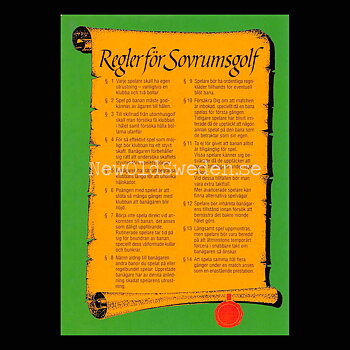 Regler för Sovrumsgolf - 1980-tal - Bror-Eric Bergqvist Texter - 5 av 18 Vykort A5