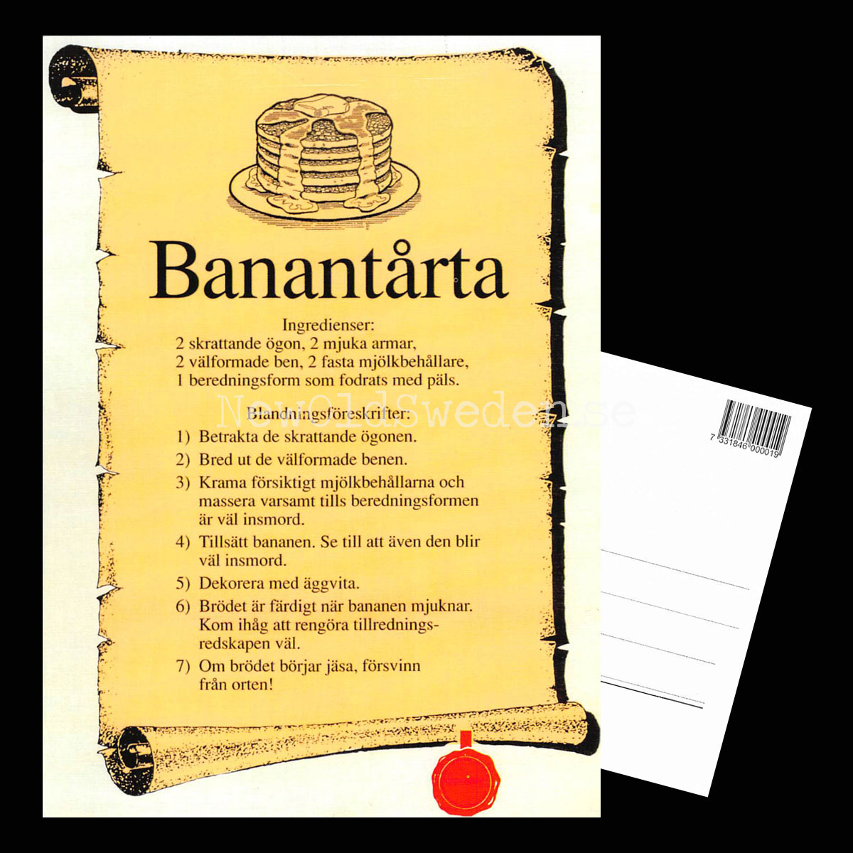 Banantårta - 1980-tal - Bror-Eric Bergqvist Texter - 3 av 18 Vykort A5 - 3