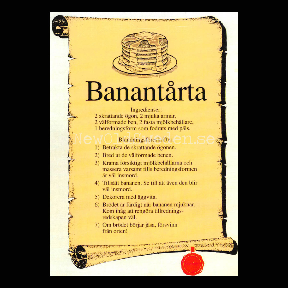 Banantårta - 1980-tal - Bror-Eric Bergqvist Texter - 3 av 18 Vykort A5