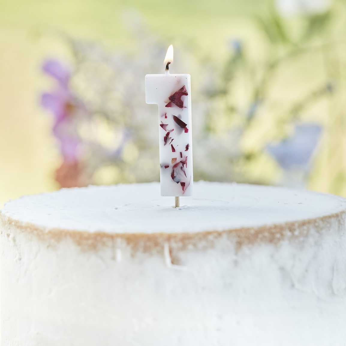 Tårtljus 1 Blommor 1 års kalas