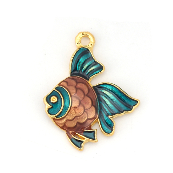Charm -  Enameld Goldfish  Blue coffee