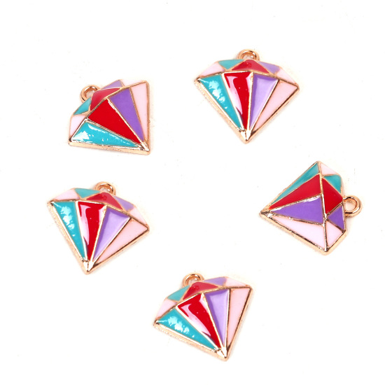 Berlock  -  Emaljerad diamant,  Multi Rosa 