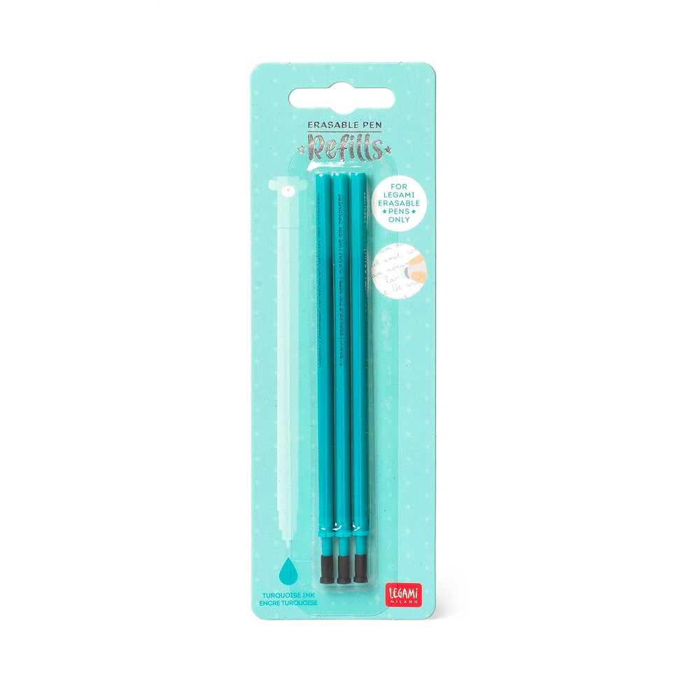 Refills för Erasable gel pens, 3 st., turkos