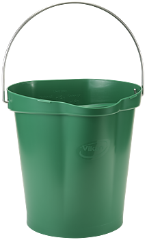 Hink 12 liter, rostfritt handtag, gradering, grön