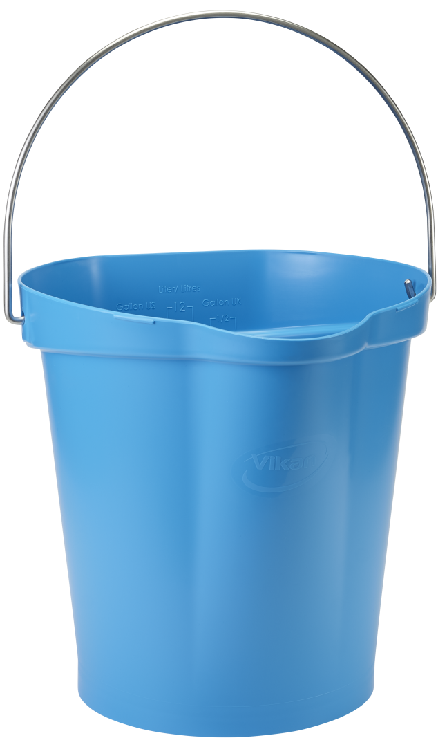 Hink 12 liter, rostfritt handtag, gradering, blå