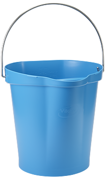 Hink 12 liter, rostfritt handtag, gradering, blå