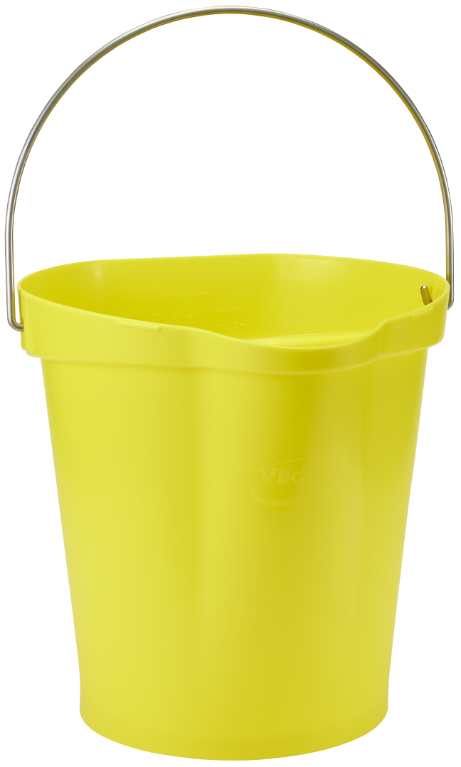 Hink 12 liter,rostfritt handtag, gradering, gul