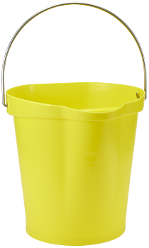 Hink 12 liter,rostfritt handtag, gradering, gul