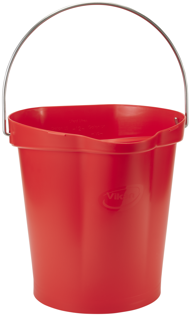 Hink 12 liter, rostfritt handtag, gradering, röd