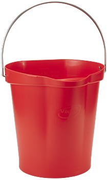 Hink 12 liter, rostfritt handtag, gradering, röd