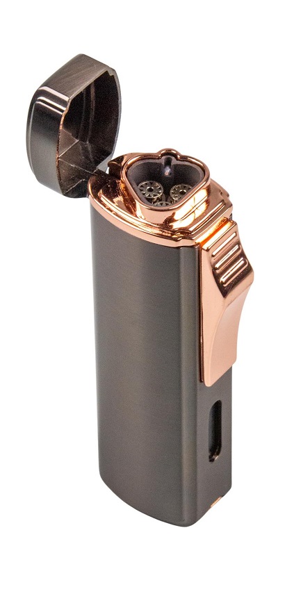 Jean Claude III Jet Flame Lighter Dark Gun/Rosegold - Inbyggd Cigarrborr - 3
