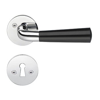 DESIGN innerdörrhandtag polerad krom/ svart bakelit