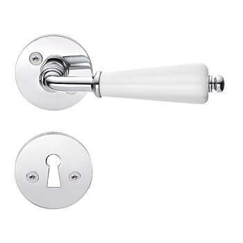 DESIGN innerdörrhandtag polerad krom/ vitt porslin