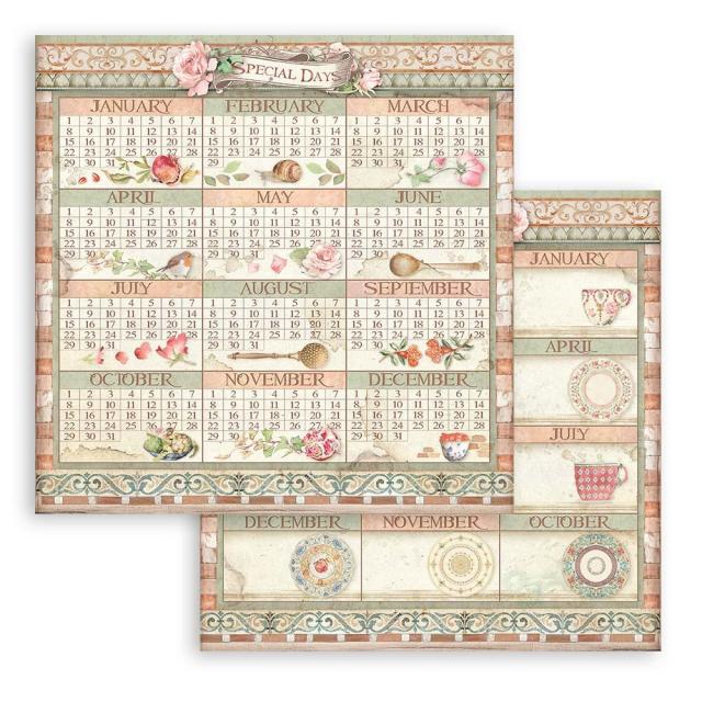Stamperia - Dubbelsidigt ark - Casa Granada calendar- 12x12"