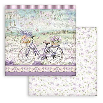 Stamperia - Dubbelsidigt ark - Provence bicycle - 12x12"