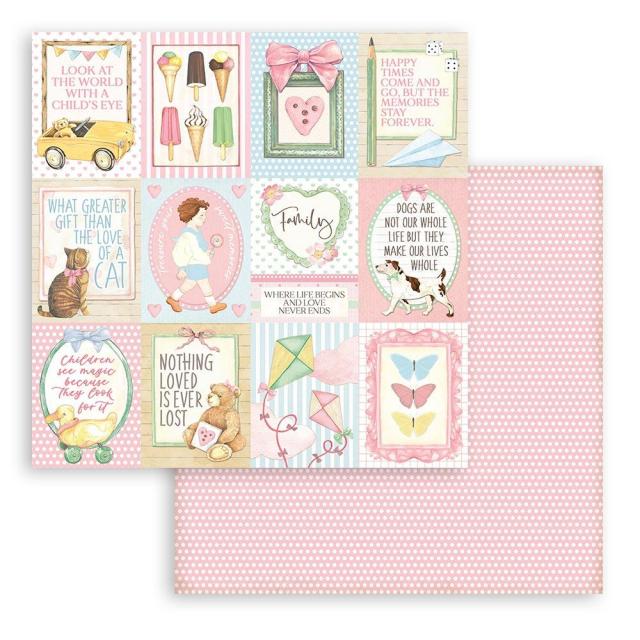 Stamperia - Dubbelsidigt ark - Daydream small cards - 12x12"
