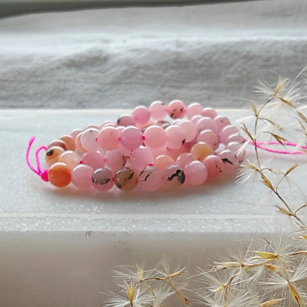 Pink opal 8 mm rund hel sträng - 3