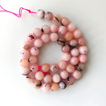 Pink opal 8 mm rund hel sträng