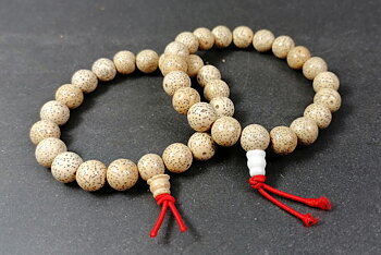 Polerade Beige Bodhi Frö Mala armband - 9mm 