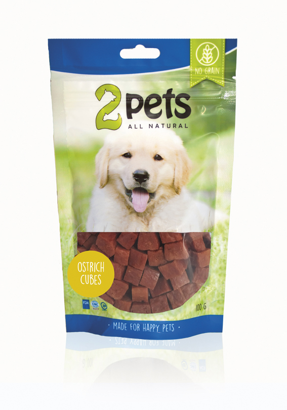 Hundgodis i småbitar av struts - 2pets 100g