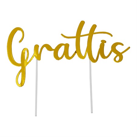 Tårtdekoration Grattis Guld  - 2