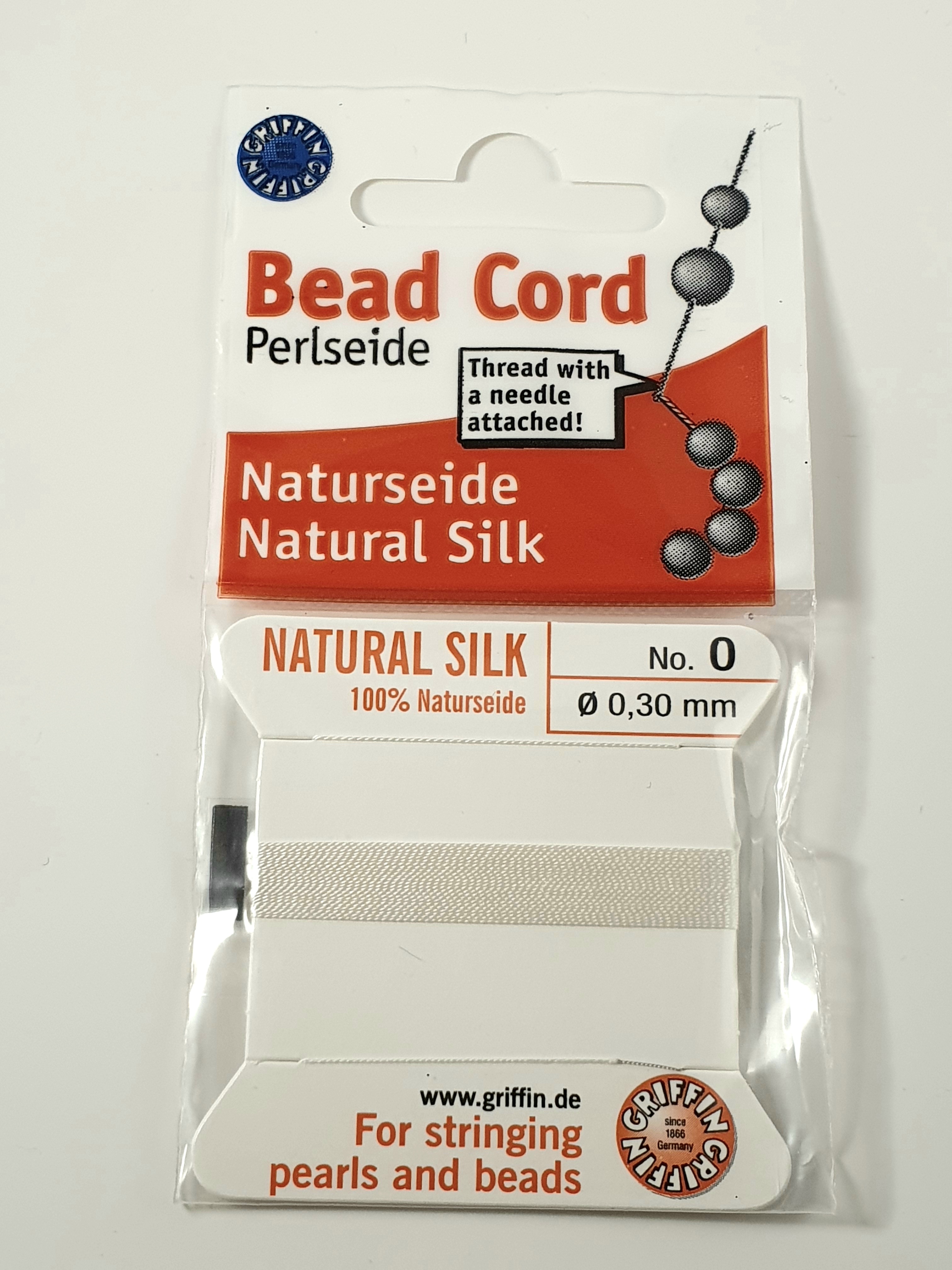 Vit 0, 100% Pärlsilke Nr.0 (~0.30 mm), 2m 1nål - 2