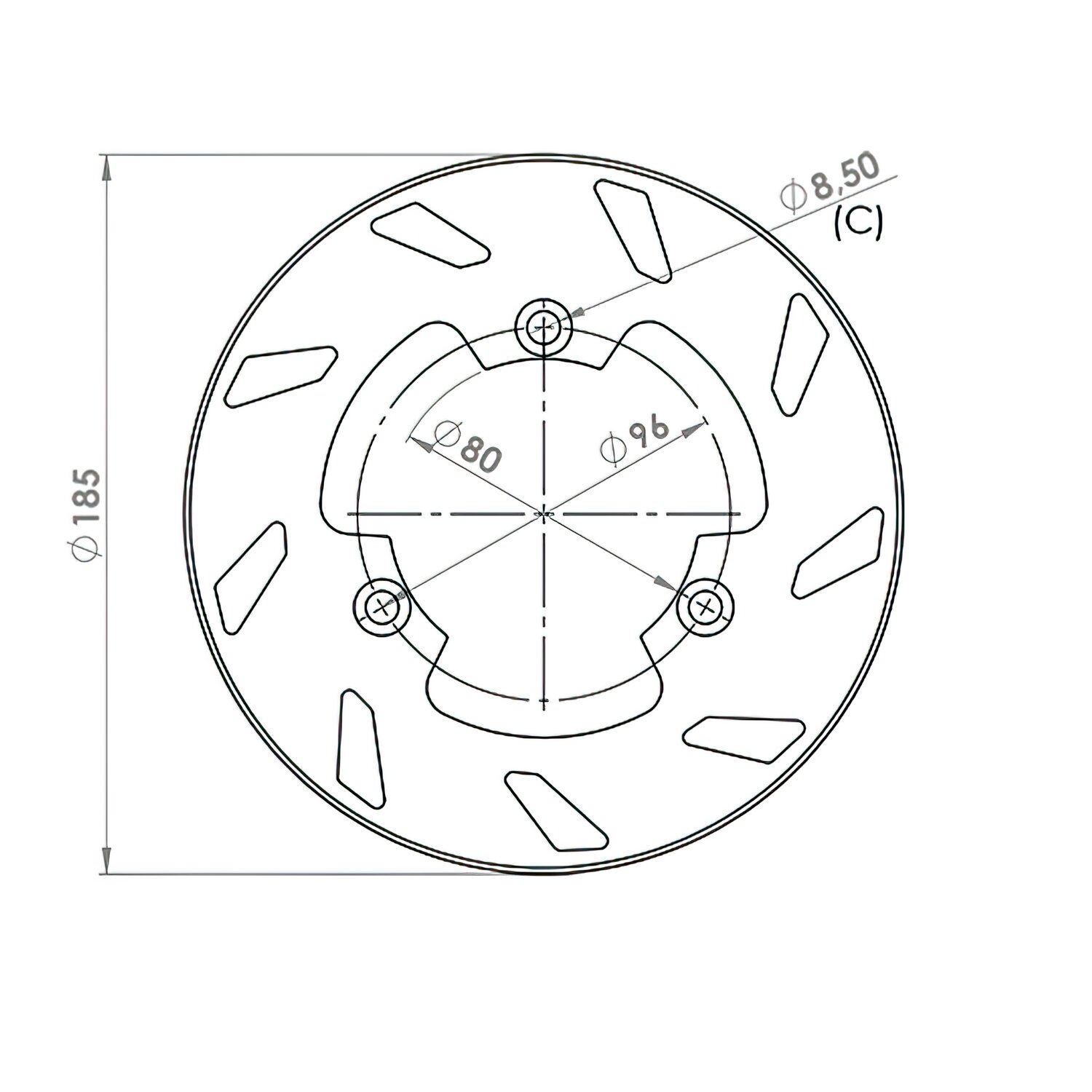 Bromsskiva - 185x80mm - 2