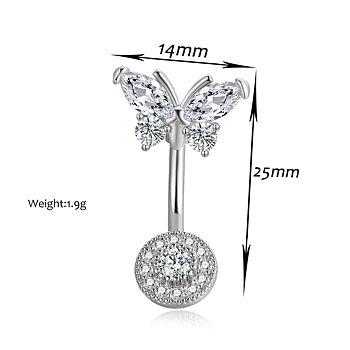 Gold Plated Navel Belly Button Ring Body Piercing Jewelry Crystal Zircon