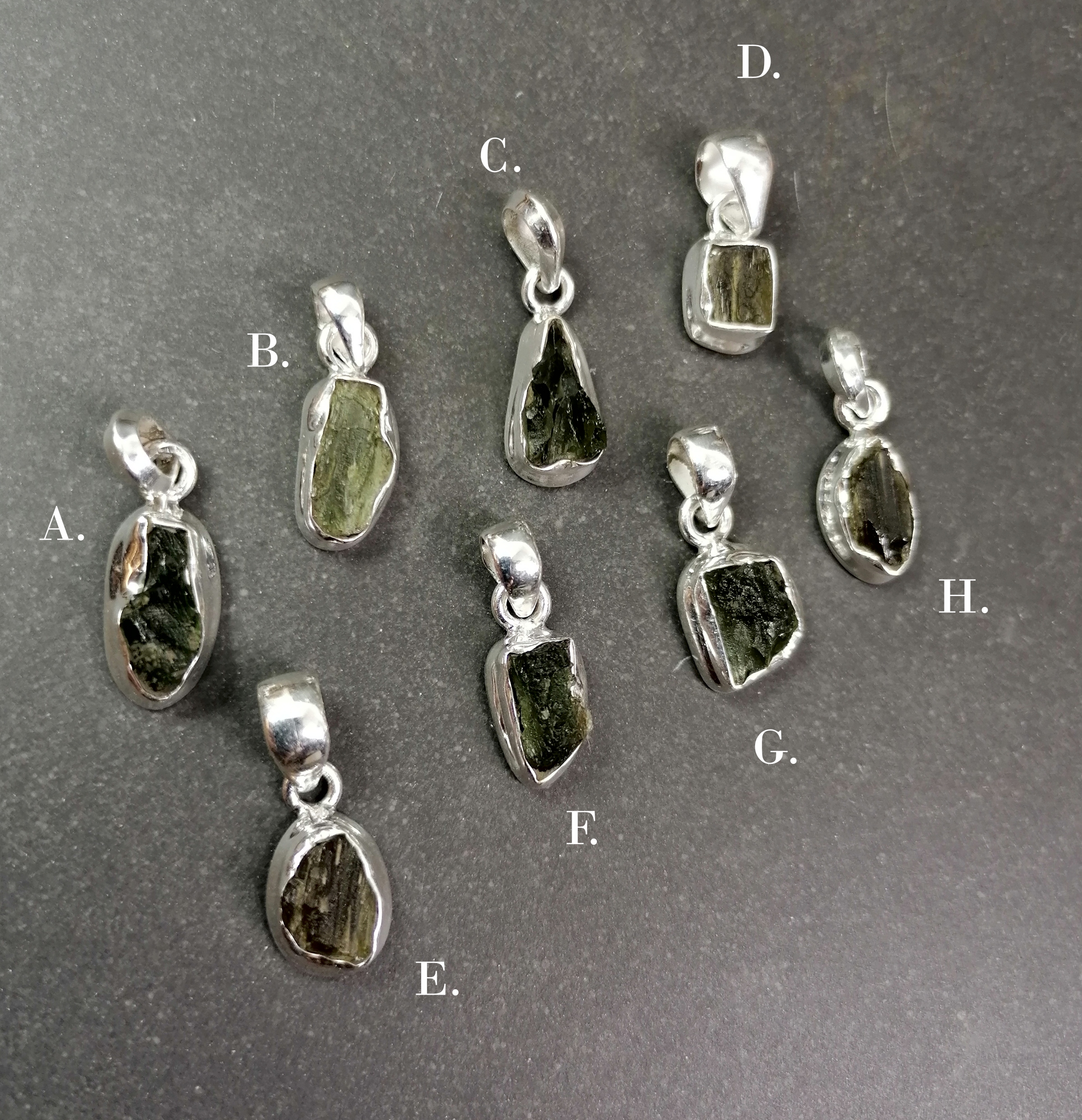 Moldavit Hänge  i Silver  - Collection MG33 - 2