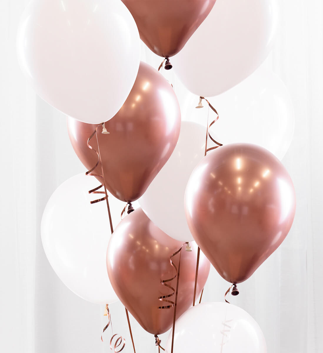 Ballongbukett paket Roséguld Chrome