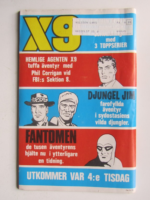 Fantomen 1970 09 Vg+ utan bilaga - 2