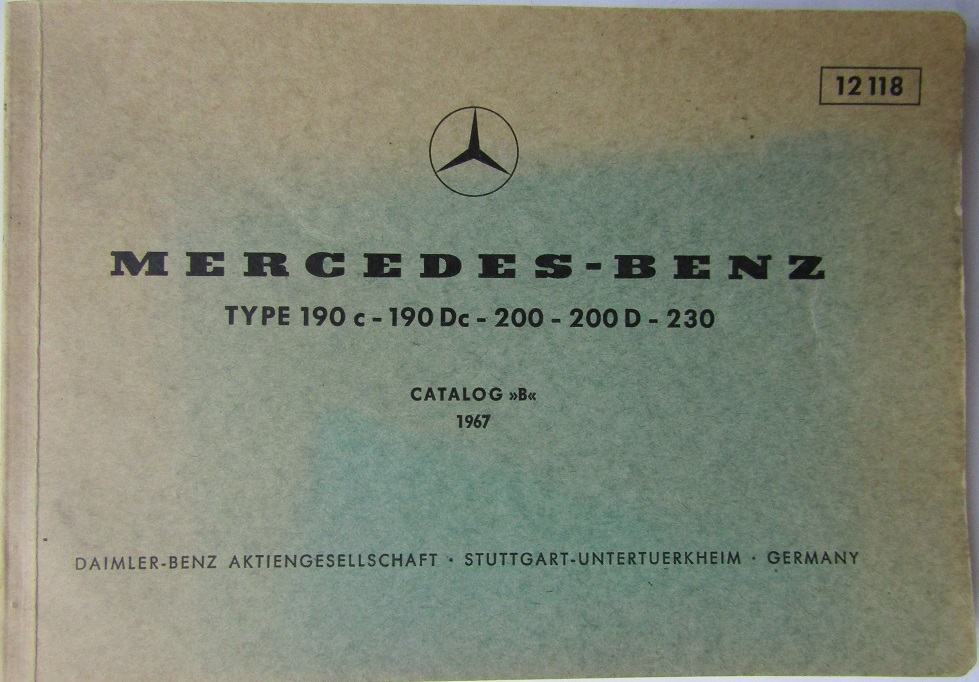 1967 Mercedes-Benz 190 c-190 Dc-200-200 D-230 Reservdelskatalog