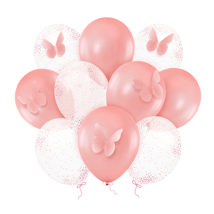 Ballongbukett Roséguld Fjärilar