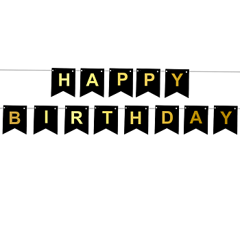 Vimpel Happy Birthday Svart