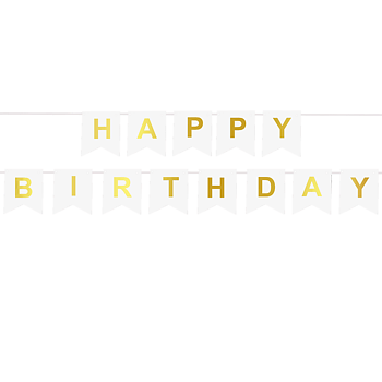 Vimpel | vit | Happy birthday