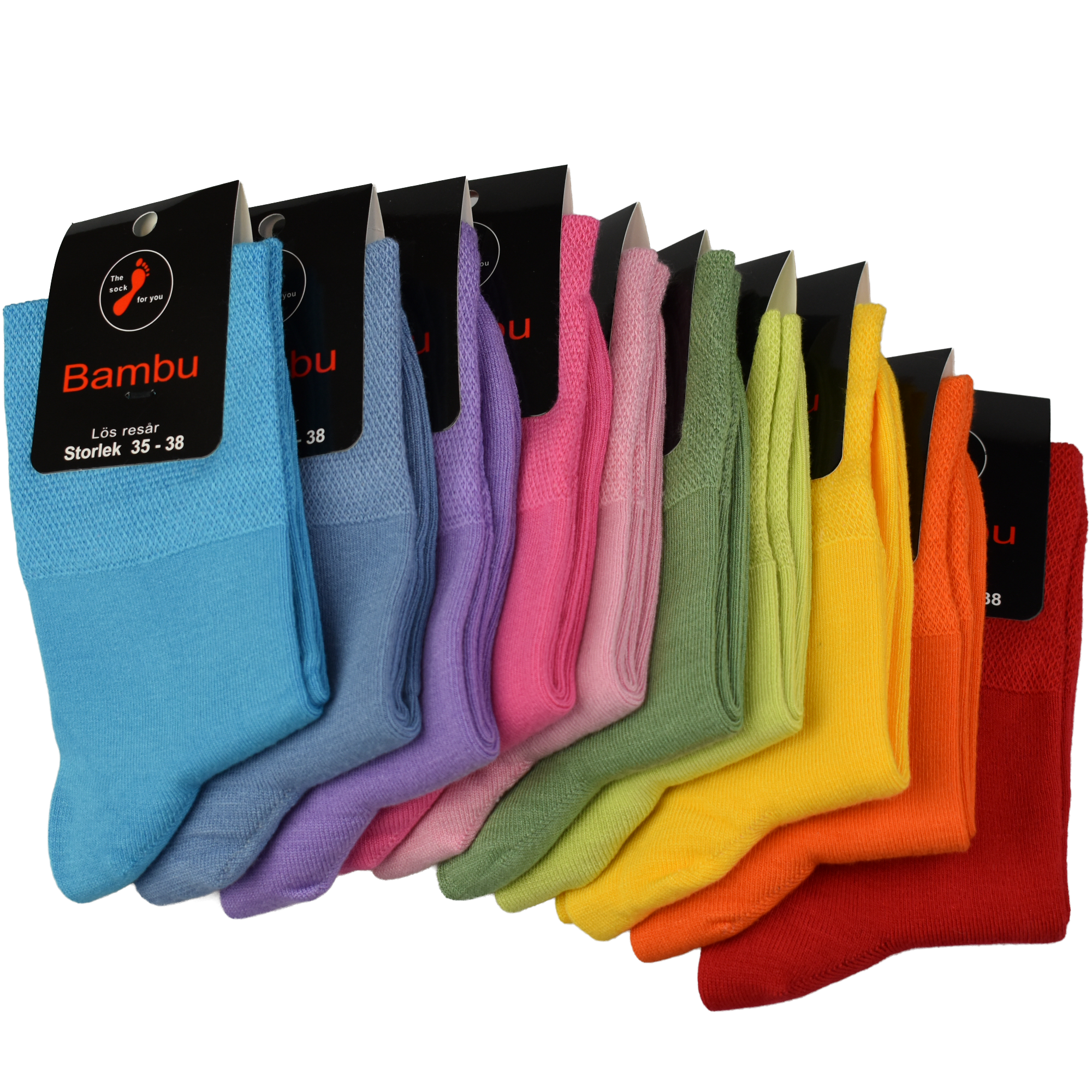 Bambu lös resår - Utan tåsöm 4 par blandade glada färger - 4
