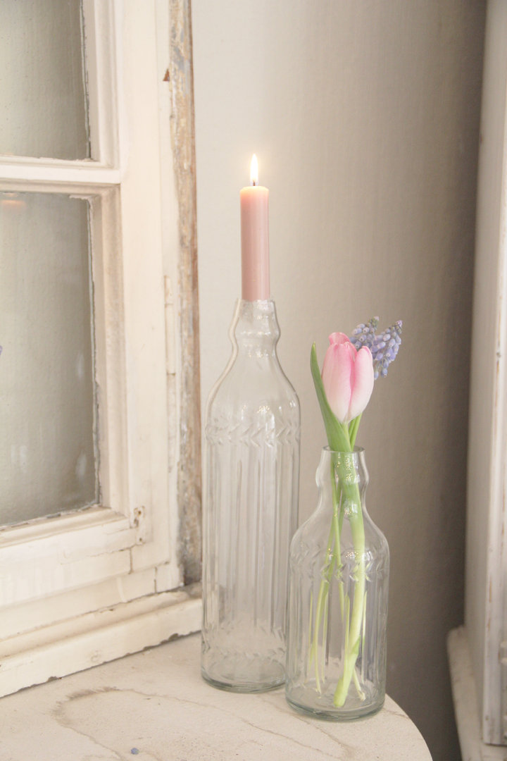 Glasflaska - Flaska - Glasvas - Klar - 26 cm