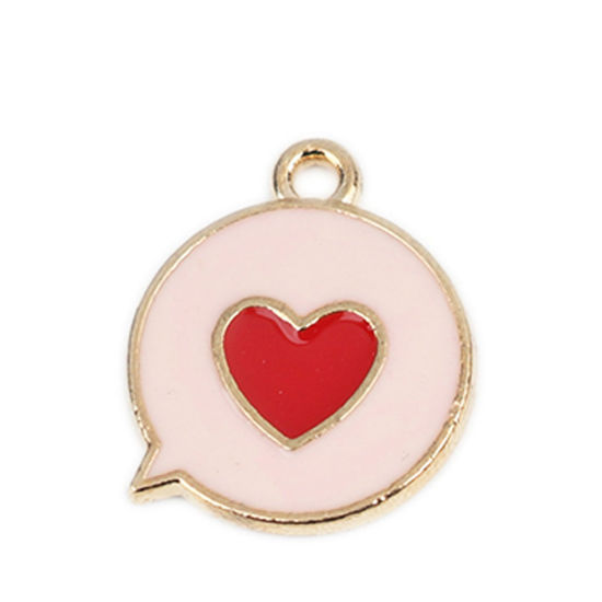 Charm ,  Enameld round heart, pink