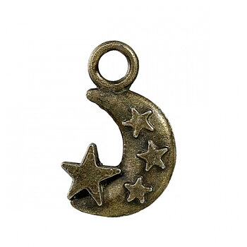Charm -Moon & stars, bronze