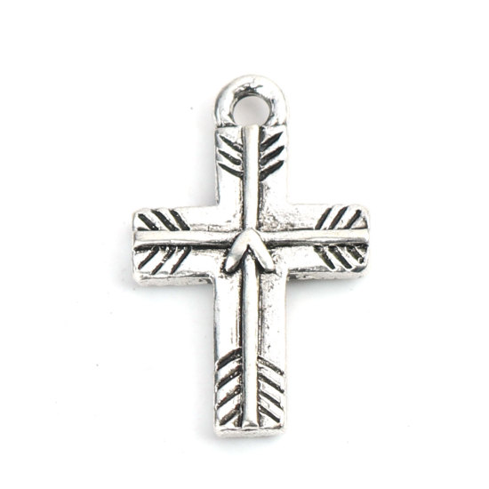 Charm - Cross, Silver arrow