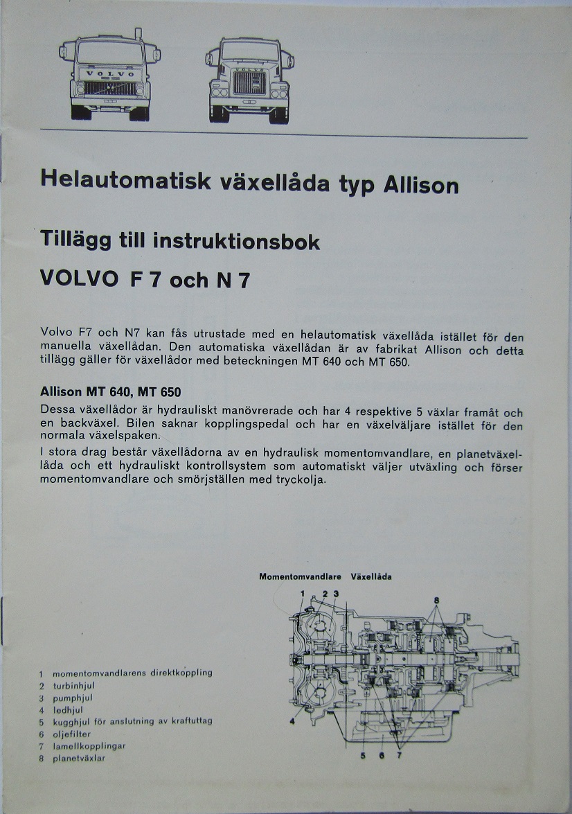 1979 Volvo F 7 och N 7 Instruktionsbok tillägg automatlåda 12-78