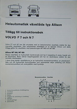1979 Volvo F 7 och N 7 Instruktionsbok tillägg automatlåda 12-78