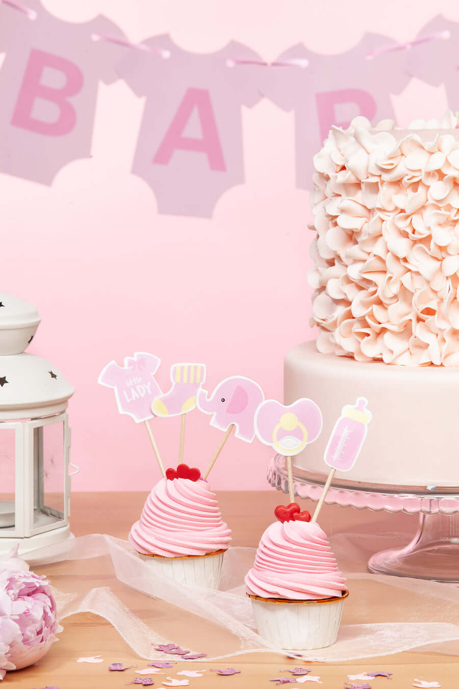 Cake picks | Baby Shower | Rosa