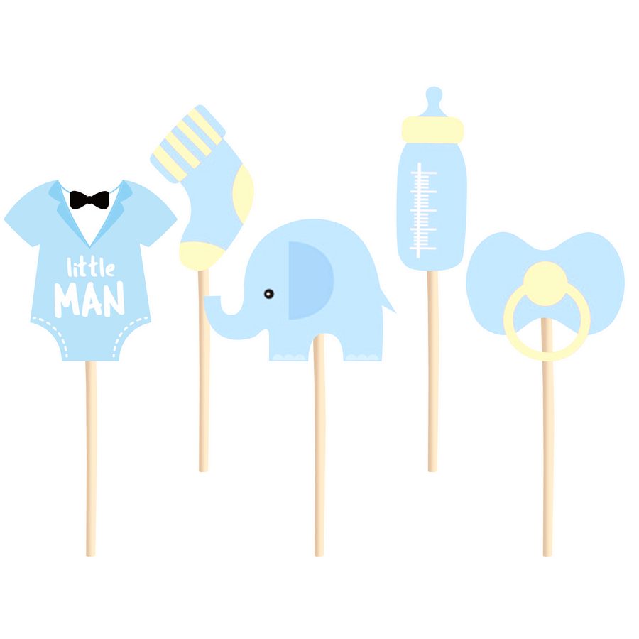 Cake picks | Baby Shower | Ljusblå