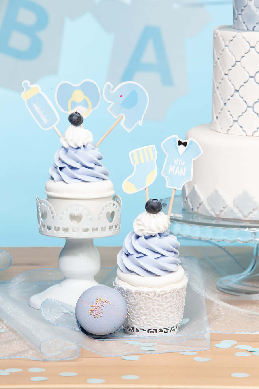 Cake picks | Baby Shower | Ljusblå - 1