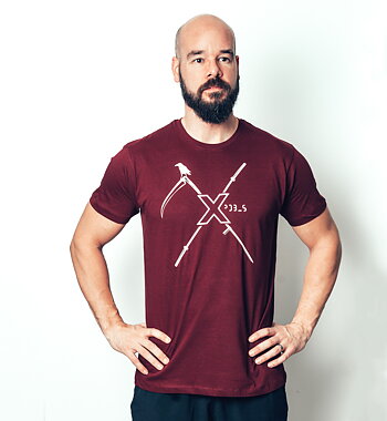 T-shirt burgundy men, The X